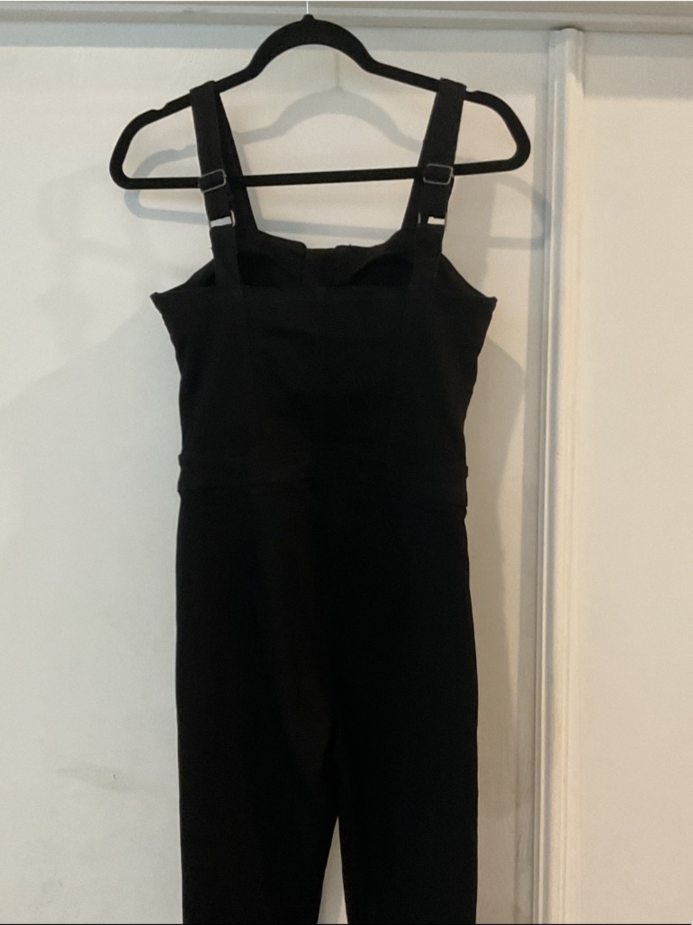 Guess Black Sleeveless Denim Fitted Jumpsuit with Front Zip - Picture 4 of 4
